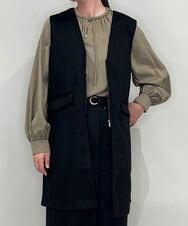 ZMJAE39118 al'aise modulation(アレーズモジュレーション) 【セットアップ対応】バックフリルスエードライクジレ ブラック