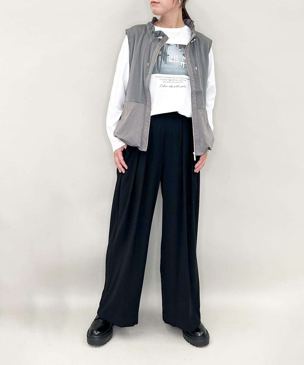 ZMJAE40120 al'aise modulation(アレーズモジュレーション) バルーンヘムノースリーブブルゾン ダークグレー