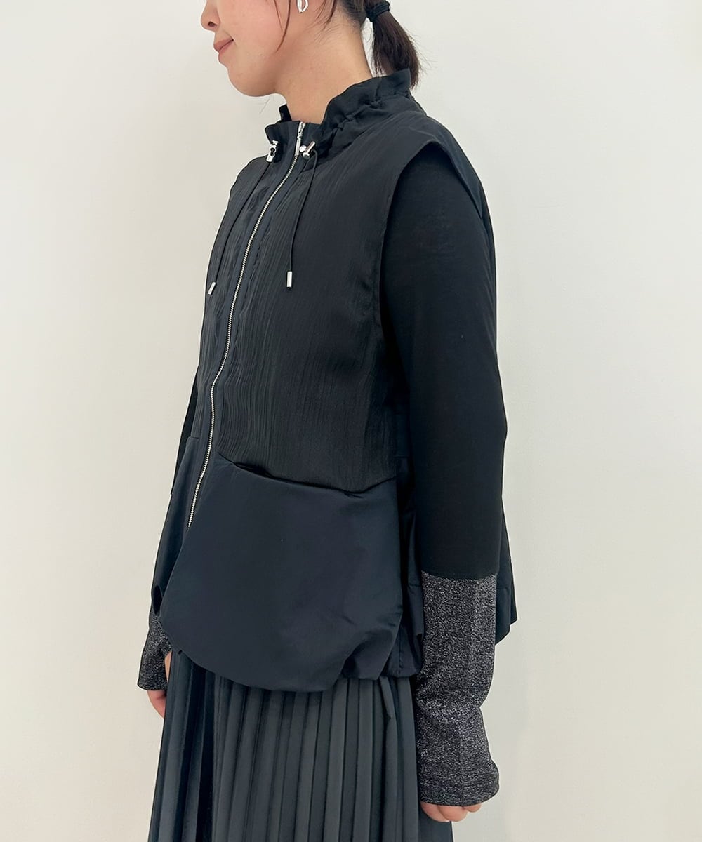 ZMJAE40120 al'aise modulation(アレーズモジュレーション) バルーンヘムノースリーブブルゾン ブラック