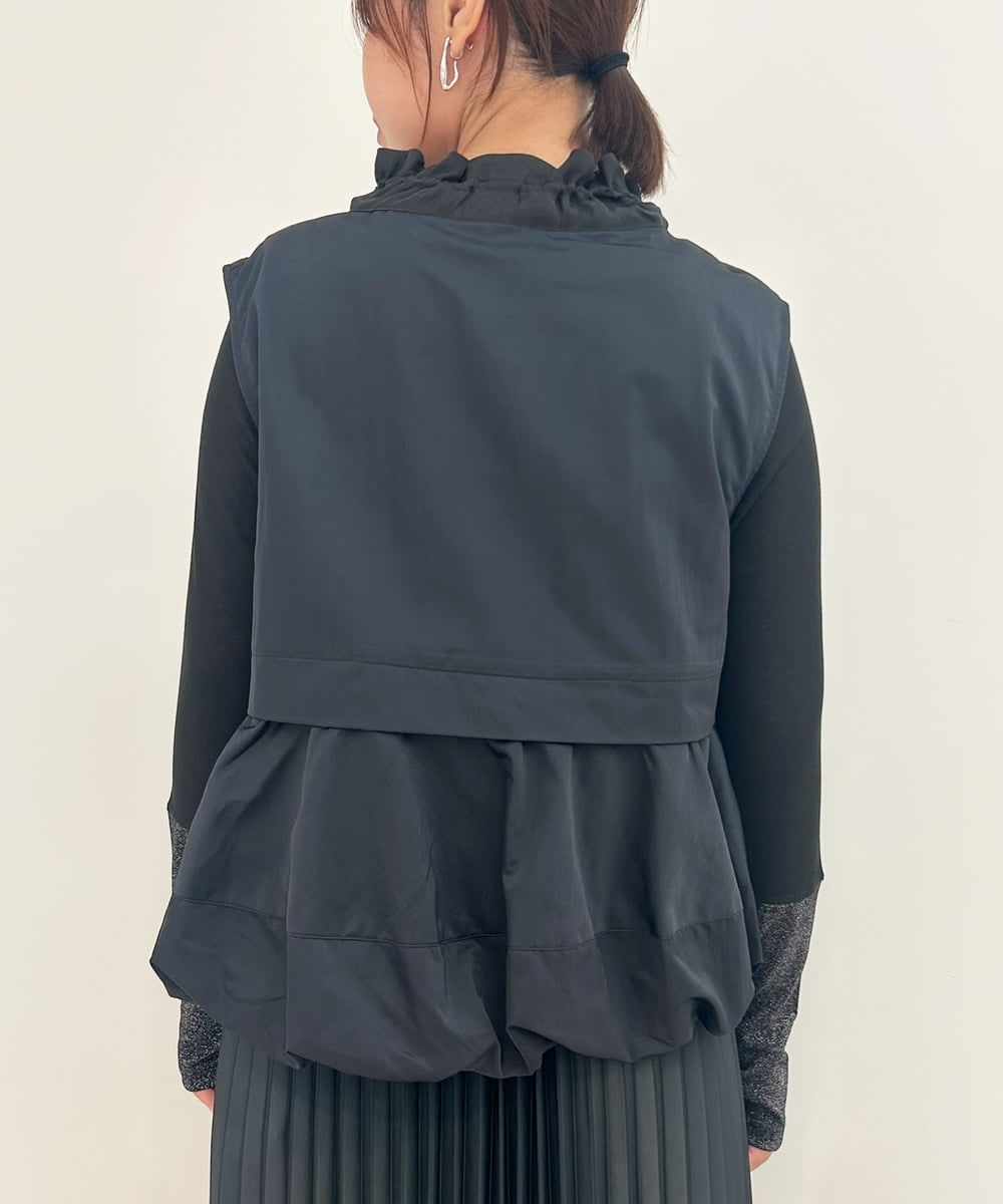 ZMJAE40120 al'aise modulation(アレーズモジュレーション) バルーンヘムノースリーブブルゾン ブラック