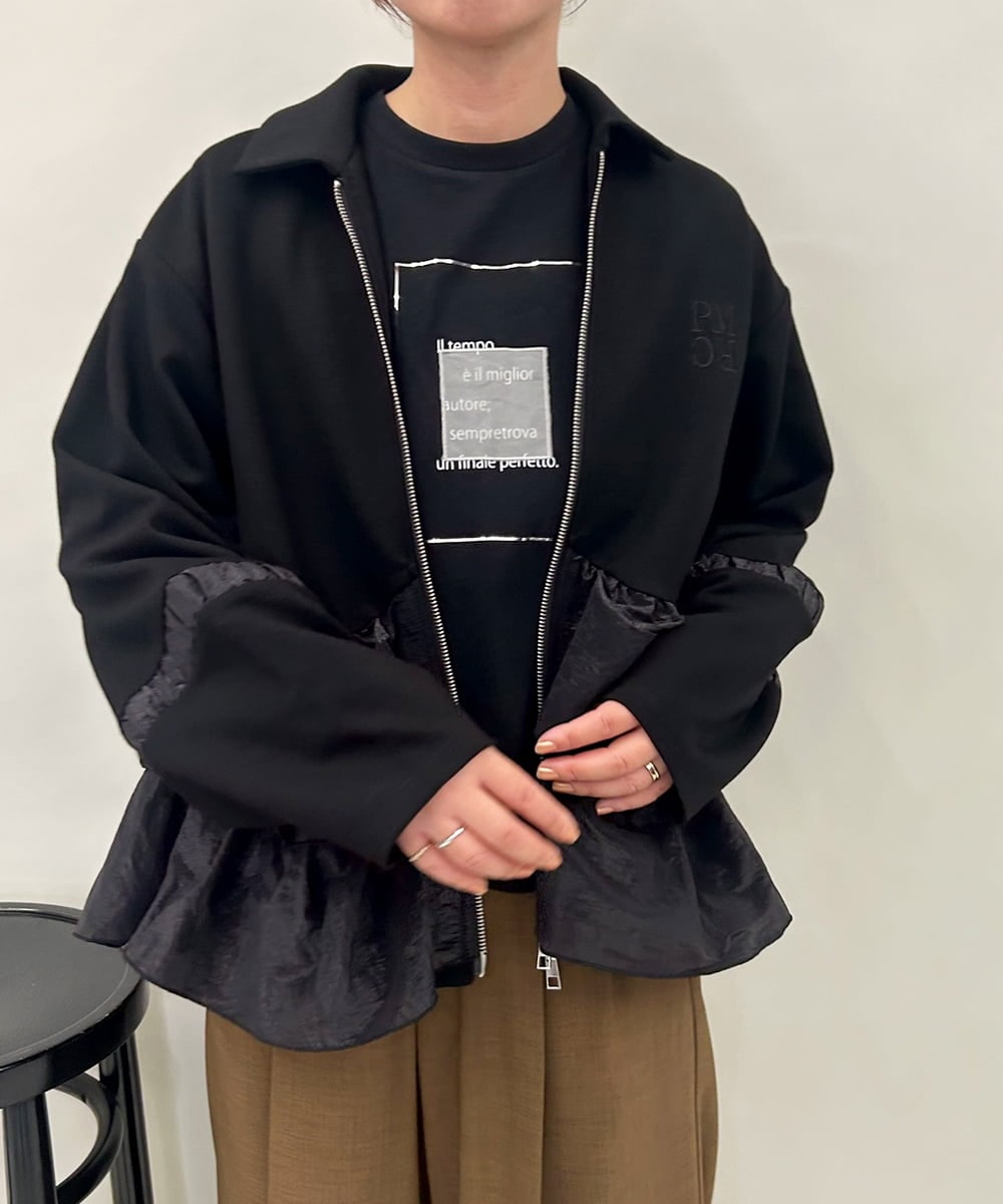 ZMJAE41130 al'aise modulation(アレーズモジュレーション) シアードッキングジャージーブルゾン ブラック