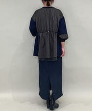 ZMJAE42136 al'aise modulation(アレーズモジュレーション) バックドロスト異素材ジョイントブルゾン ネイビー