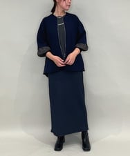 ZMJAE42136 al'aise modulation(アレーズモジュレーション) バックドロスト異素材ジョイントブルゾン ネイビー