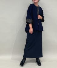 ZMJAE42136 al'aise modulation(アレーズモジュレーション) バックドロスト異素材ジョイントブルゾン ネイビー