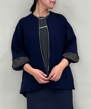 ZMJAE42136 al'aise modulation(アレーズモジュレーション) バックドロスト異素材ジョイントブルゾン ネイビー