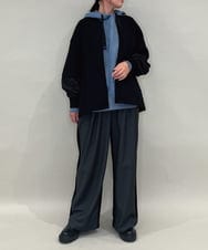 ZMJAE42136 al'aise modulation(アレーズモジュレーション) バックドロスト異素材ジョイントブルゾン ブラック