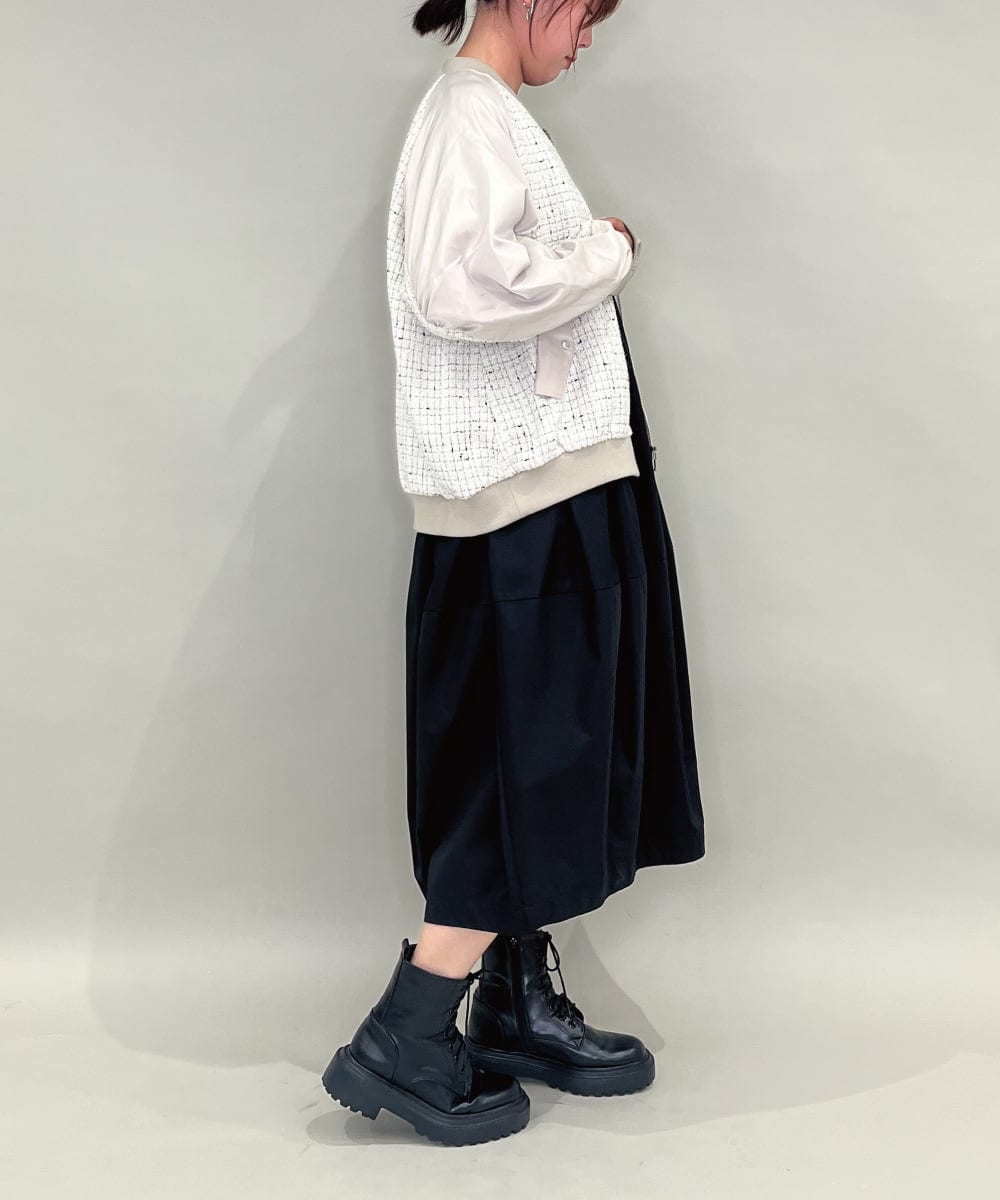 ZMJAE43160 al'aise modulation(アレーズモジュレーション) ツイードMA-1ドッキングブルゾン ホワイト