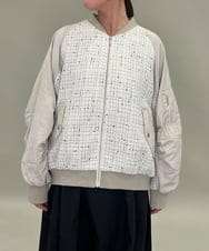 ZMJAE43160 al'aise modulation(アレーズモジュレーション) ツイードMA-1ドッキングブルゾン ホワイト