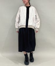 ZMJAE43160 al'aise modulation(アレーズモジュレーション) ツイードMA-1ドッキングブルゾン ホワイト