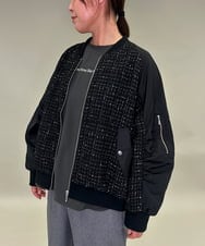 ZMJAE43160 al'aise modulation(アレーズモジュレーション) ツイードMA-1ドッキングブルゾン ブラック