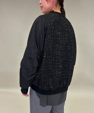 ZMJAE43160 al'aise modulation(アレーズモジュレーション) ツイードMA-1ドッキングブルゾン ブラック