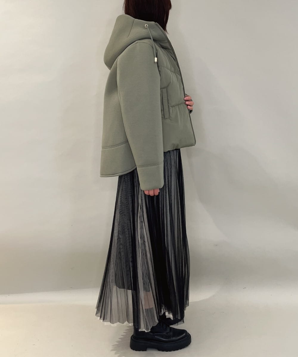 ZMJAE45158 al'aise modulation(アレーズモジュレーション) 異素材ジョイントフーディーブルゾン カーキ