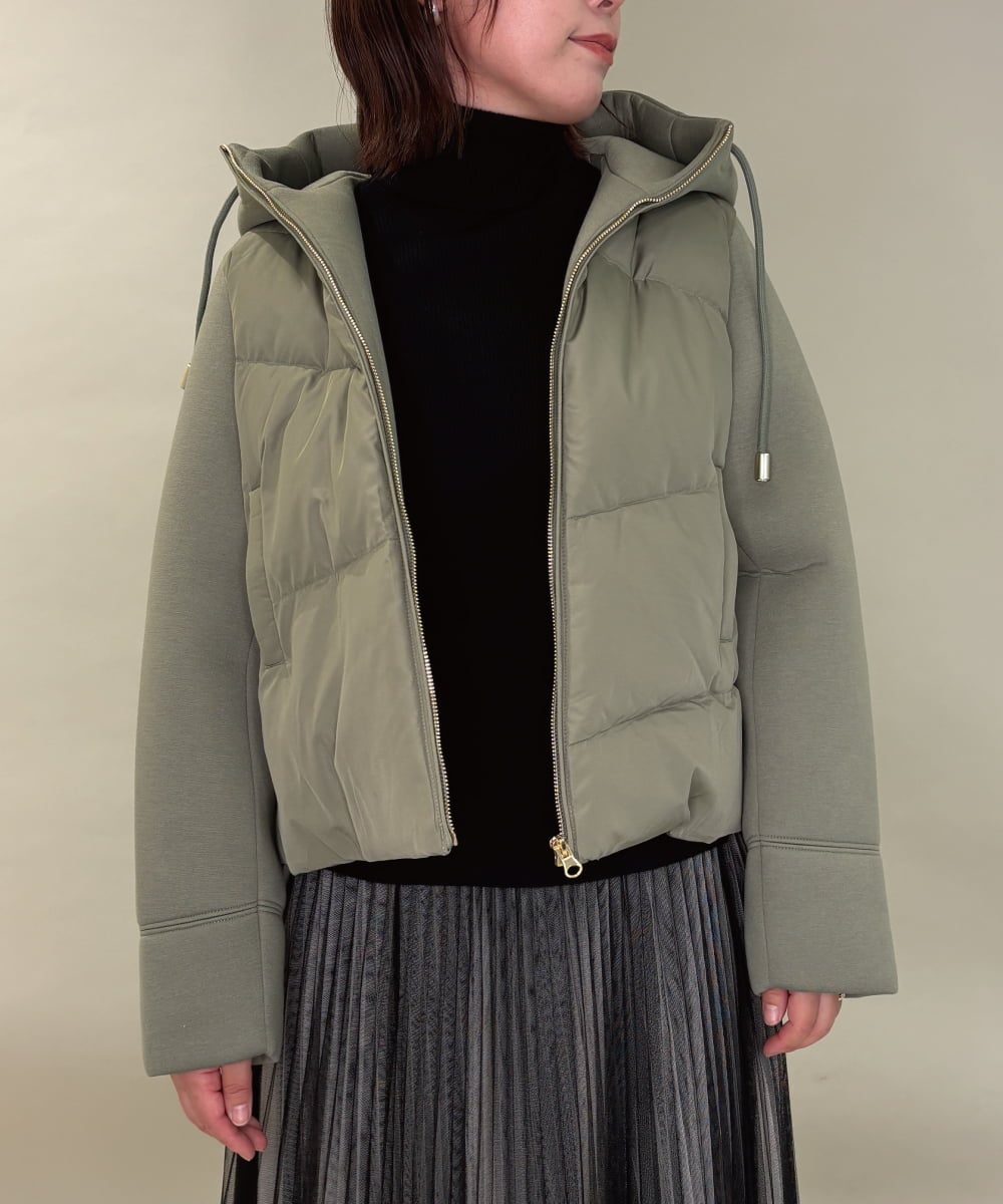 ZMJAE45158 al'aise modulation 異素材ジョイントフーディーブルゾン