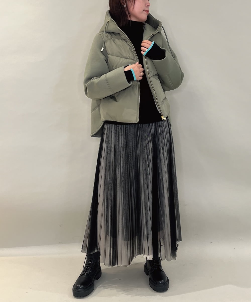 ZMJAE45158 al'aise modulation(アレーズモジュレーション) 異素材ジョイントフーディーブルゾン カーキ