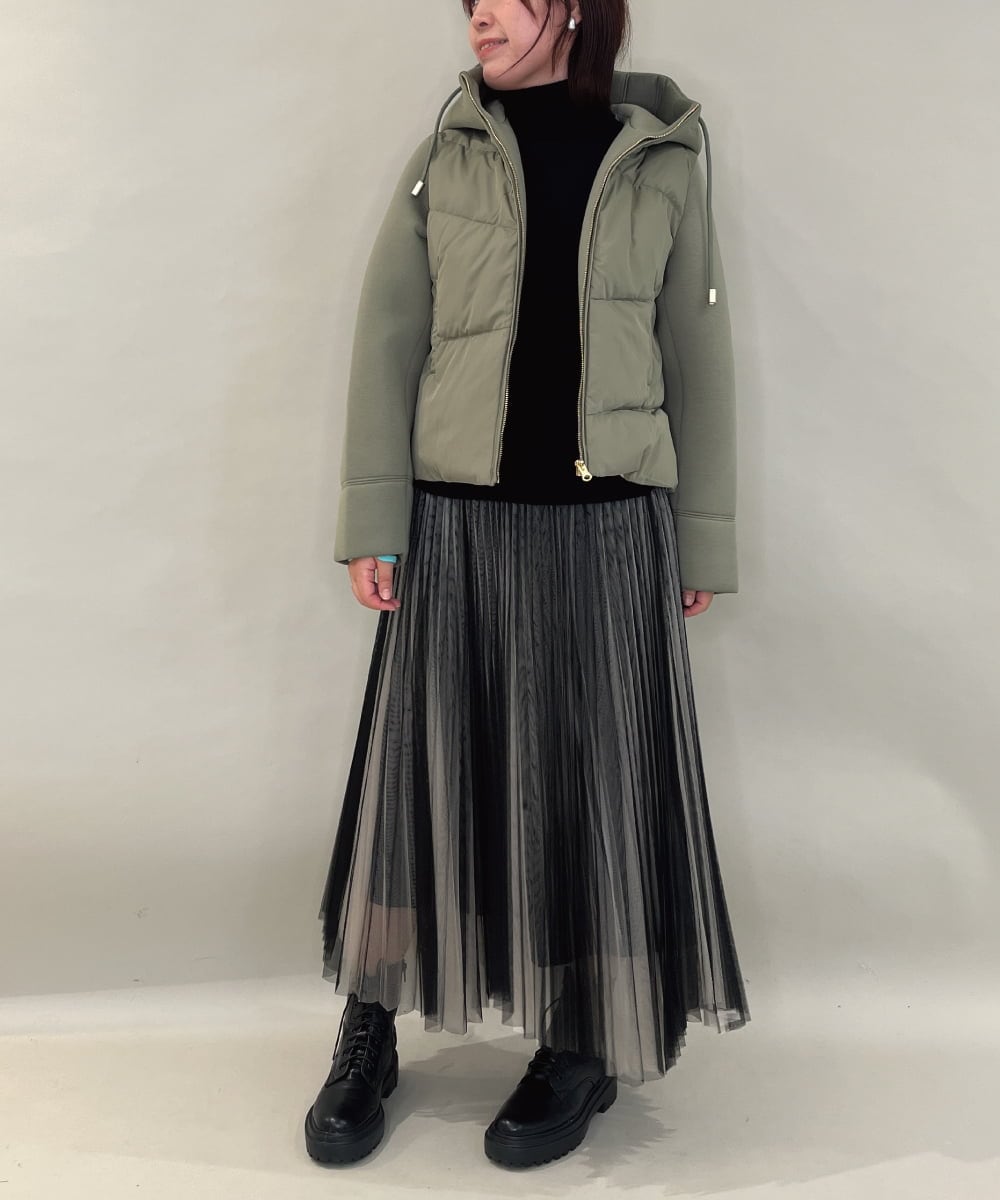 ZMJAE45158 al'aise modulation(アレーズモジュレーション) 異素材ジョイントフーディーブルゾン カーキ