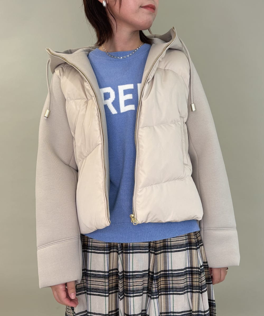 ZMJAE45158 al'aise modulation(アレーズモジュレーション) 異素材ジョイントフーディーブルゾン アイボリー