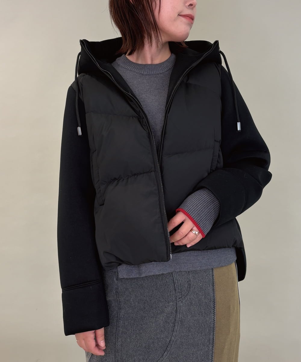 ZMJAE45158 al'aise modulation 異素材ジョイントフーディーブルゾン