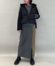 ZMJAE45158 al'aise modulation(アレーズモジュレーション) 異素材ジョイントフーディーブルゾン ブラック