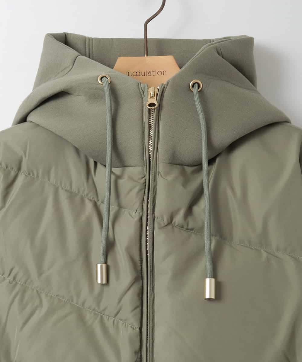 ZMJAE45158 al'aise modulation(アレーズモジュレーション) 異素材ジョイントフーディーブルゾン カーキ