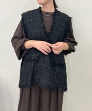 ZMJAE46189 al'aise modulation(アレーズモジュレーション) ラメツイードベスト ブラック