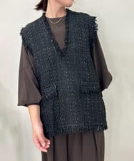 ZMJAE46189 al'aise modulation(アレーズモジュレーション) ラメツイードベスト ブラック