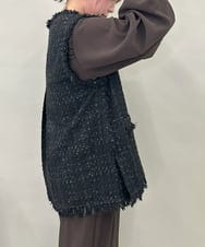 ZMJAE46189 al'aise modulation(アレーズモジュレーション) ラメツイードベスト ブラック