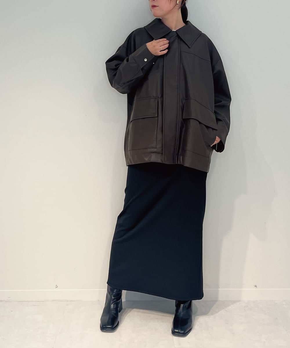 ZMJAE48240 al'aise modulation(アレーズモジュレーション) フラップポケットフェイクレザージャケット ブラウン