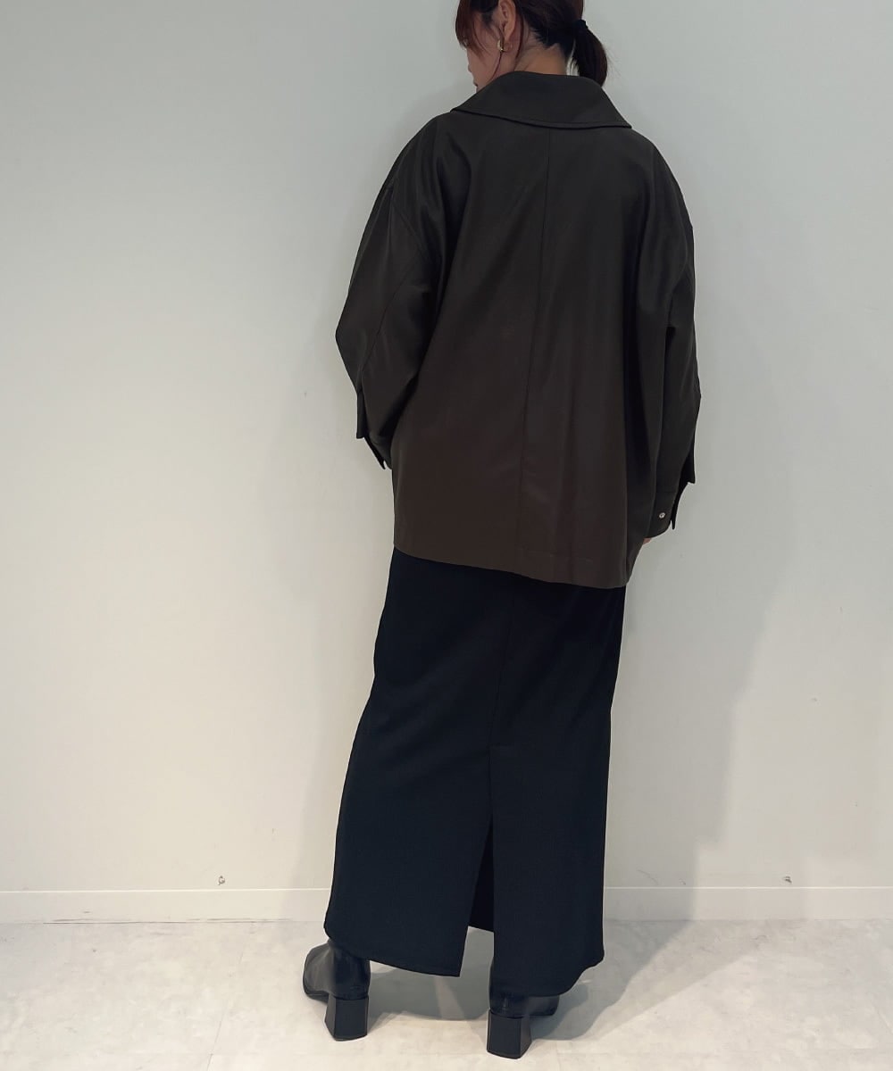 ZMJAE48240 al'aise modulation(アレーズモジュレーション) フラップポケットフェイクレザージャケット ブラウン