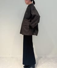 ZMJAE48240 al'aise modulation(アレーズモジュレーション) フラップポケットフェイクレザージャケット ブラウン