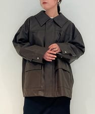 ZMJAE48240 al'aise modulation(アレーズモジュレーション) フラップポケットフェイクレザージャケット ブラウン