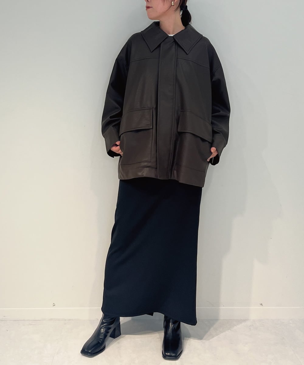 ZMJAE48240 al'aise modulation(アレーズモジュレーション) フラップポケットフェイクレザージャケット ブラウン