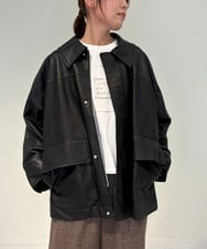 ZMJAE48240 al'aise modulation(アレーズモジュレーション) フラップポケットフェイクレザージャケット ブラック