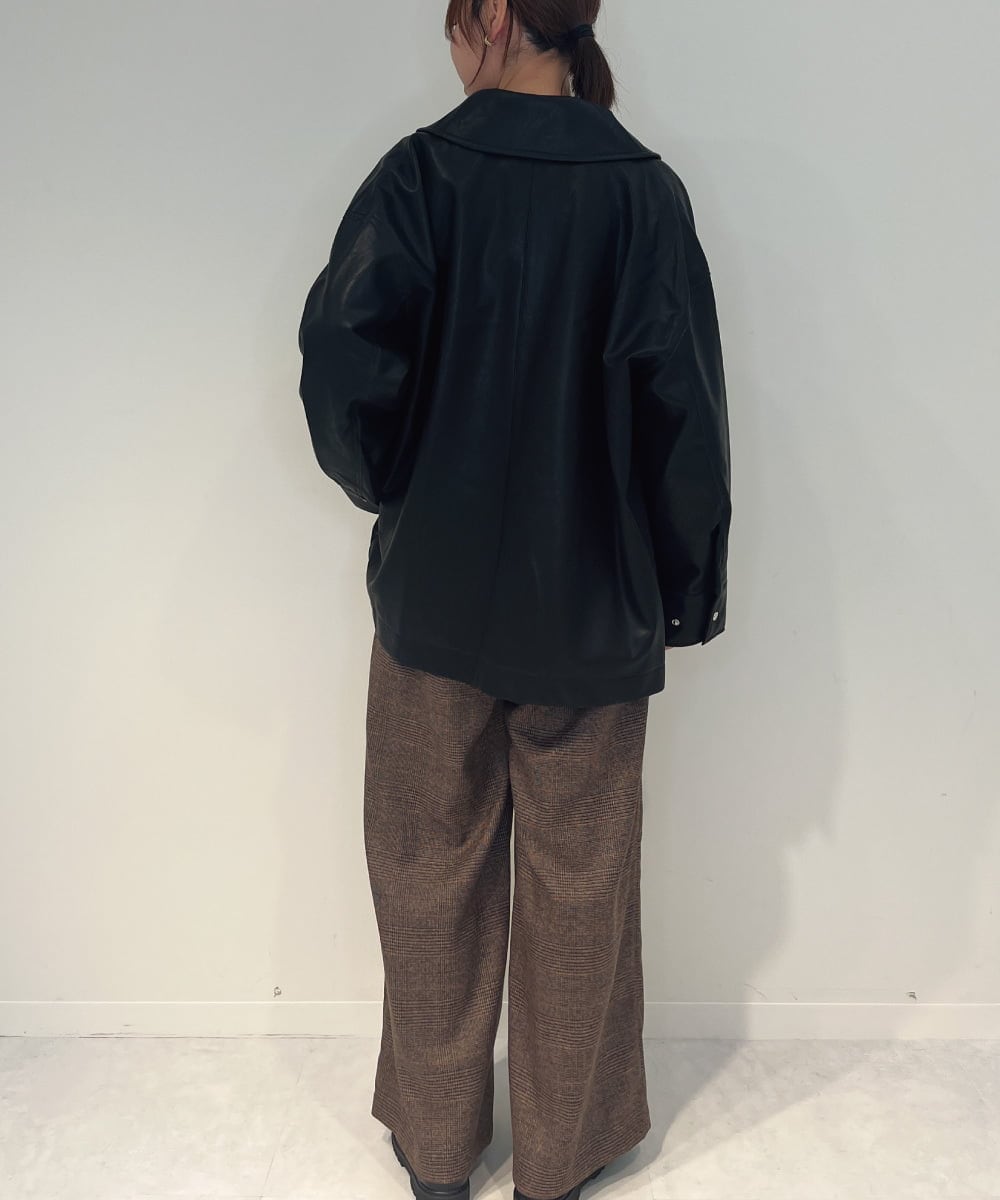 ZMJAE48240 al'aise modulation(アレーズモジュレーション) フラップポケットフェイクレザージャケット ブラック