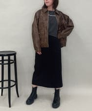 ZMJAE50168 al'aise modulation(アレーズモジュレーション) フェイクレザージップジャケット ブラウン