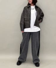 ZMJAE50168 al'aise modulation(アレーズモジュレーション) フェイクレザージップジャケット ブラック