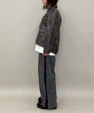 ZMJAE50168 al'aise modulation(アレーズモジュレーション) フェイクレザージップジャケット ブラック