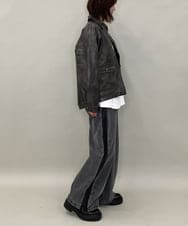 ZMJAE50168 al'aise modulation(アレーズモジュレーション) フェイクレザージップジャケット ブラック