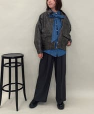 ZMJAE50168 al'aise modulation(アレーズモジュレーション) フェイクレザージップジャケット ブラック