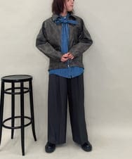 ZMJAE50168 al'aise modulation(アレーズモジュレーション) フェイクレザージップジャケット ブラック