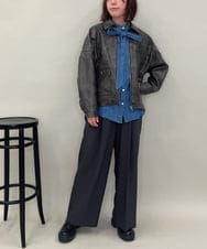 ZMJAE50168 al'aise modulation(アレーズモジュレーション) フェイクレザージップジャケット ブラック