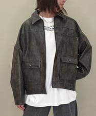 ZMJAE50168 al'aise modulation(アレーズモジュレーション) フェイクレザージップジャケット ブラック