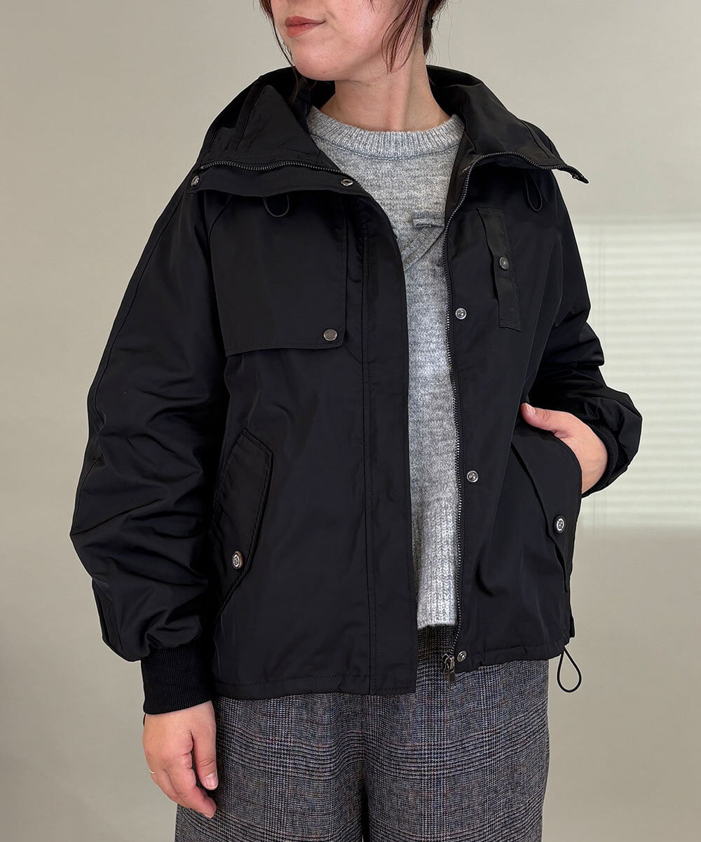 ZMJAE51198 al'aise modulation(アレーズモジュレーション) 【2WAY】ボアベストレイヤードブルゾン ブラック