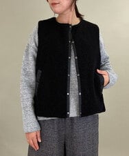 ZMJAE51198 al'aise modulation(アレーズモジュレーション) 【2WAY】ボアベストレイヤードブルゾン ブラック