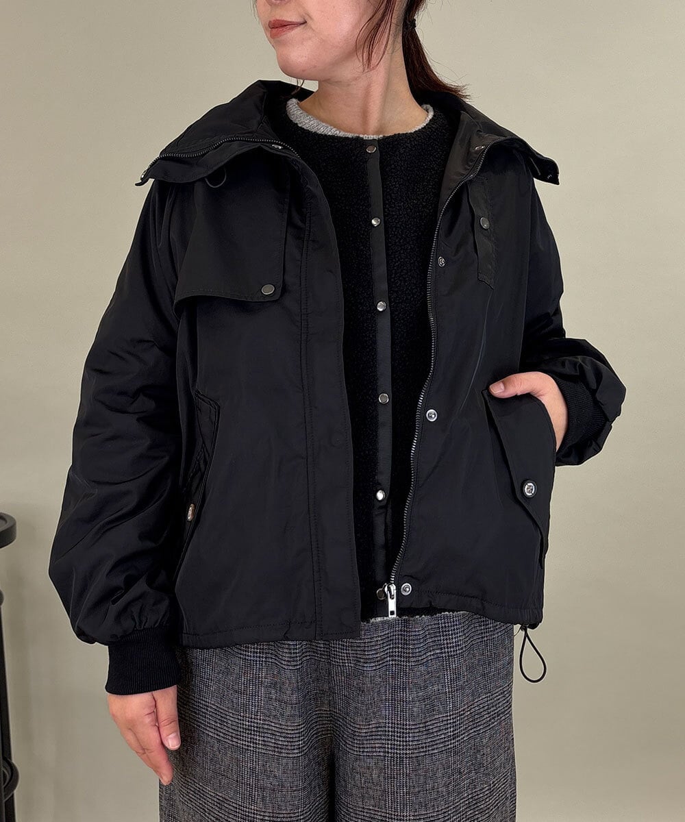 ZMJAE51198 al'aise modulation(アレーズモジュレーション) 【2WAY】ボアベストレイヤードブルゾン ブラック