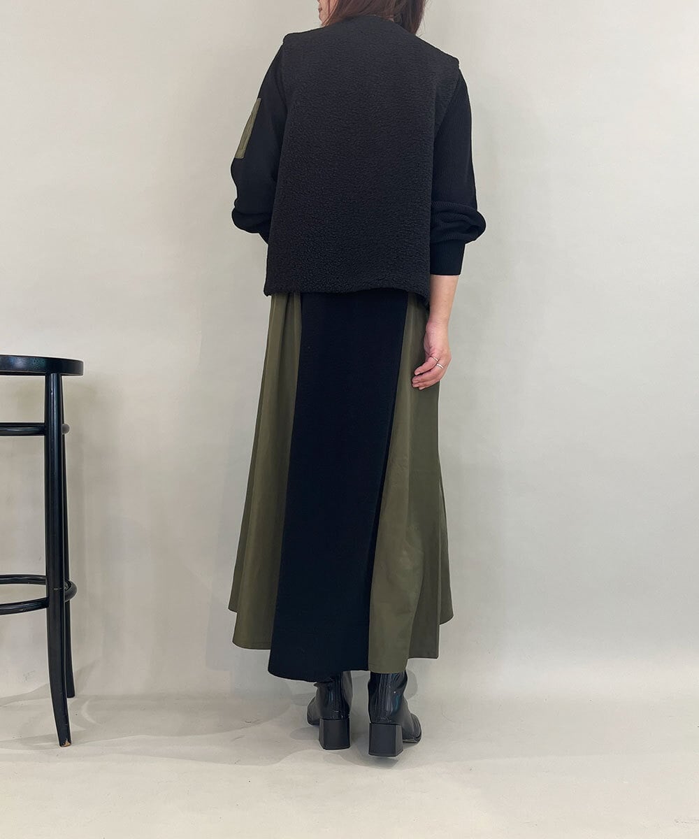 ZMJAE51198 al'aise modulation(アレーズモジュレーション) 【2WAY】ボアベストレイヤードブルゾン ブラック