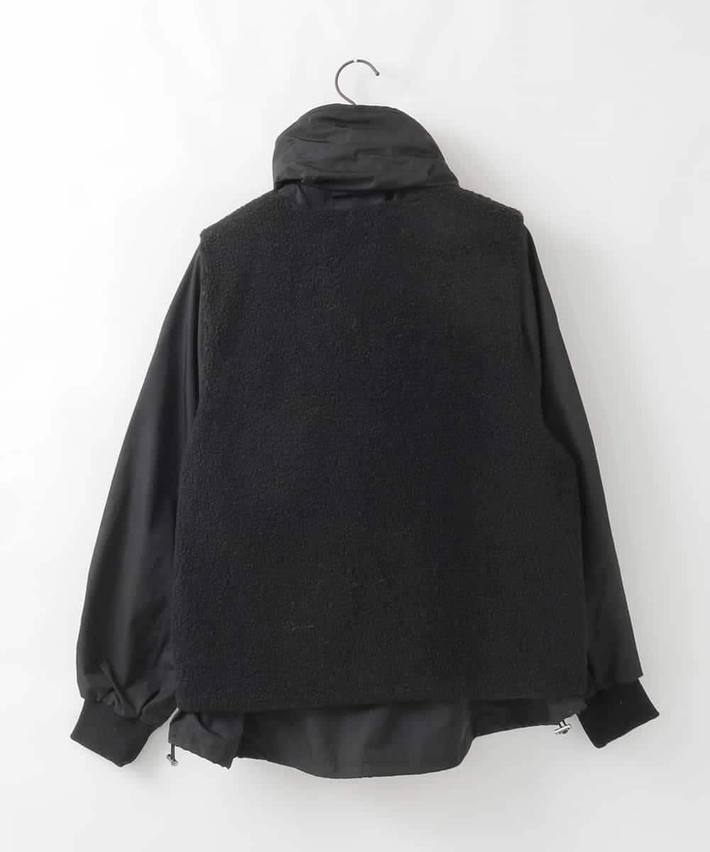 ZMJAE51198 al'aise modulation(アレーズモジュレーション) 【2WAY】ボアベストレイヤードジャケット ブラック