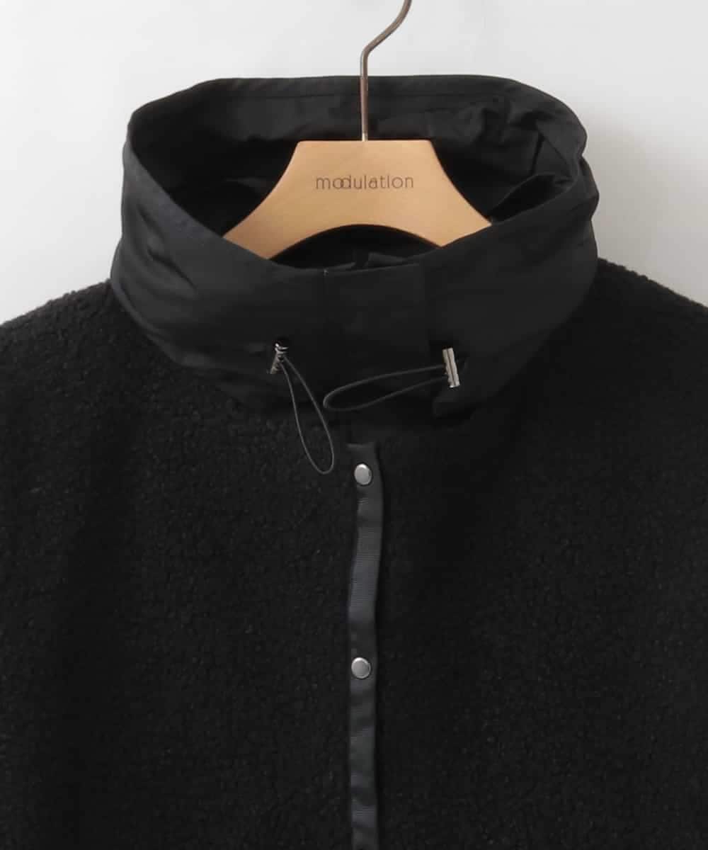 ZMJAE51198 al'aise modulation(アレーズモジュレーション) 【2WAY】ボアベストレイヤードジャケット ブラック