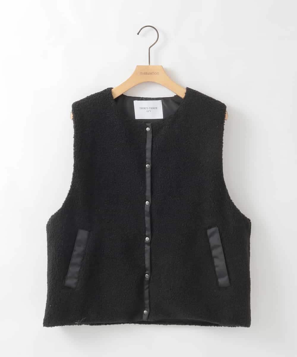 ZMJAE51198 al'aise modulation(アレーズモジュレーション) 【2WAY】ボアベストレイヤードジャケット ブラック