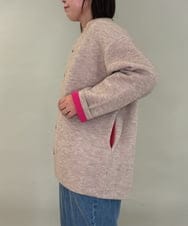 ZMJAE52140 al'aise modulation(アレーズモジュレーション) 【洗える】配色アクセントデザインニットコーディガン ベージュ