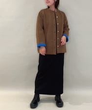 ZMJAE52140 al'aise modulation(アレーズモジュレーション) 【洗える】配色アクセントデザインニットコーディガン ブラウン